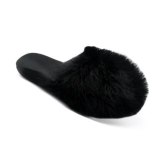 Inc Wedge Faux-Marabou Slippers small 5/6